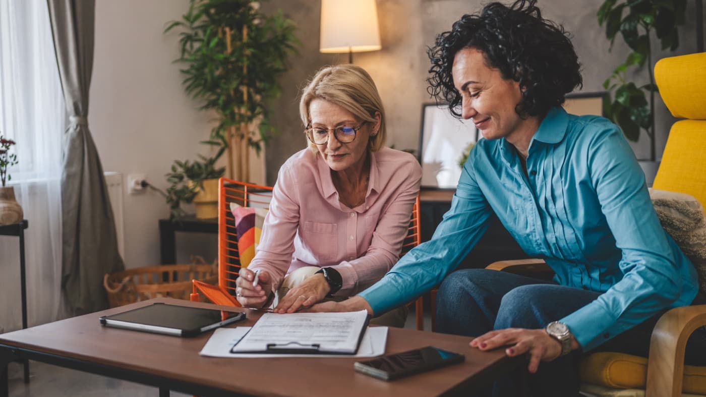 Attorney meeting with a client